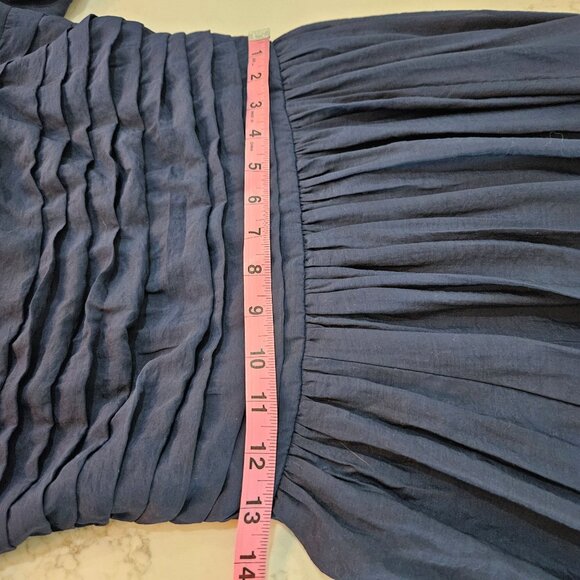 Abercrombie & Fitch Emerson Poplin Puff Sleeve Dress Size XS Navy - Picture 9 of 12